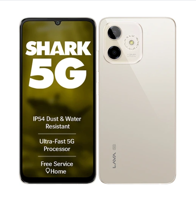 Lava Shark 5G स्मार्टफोन का फ्रंट व्यू, स्टाइलिश डिज़ाइन और 6.75 इंच HD+ डिस्प्ले के साथ