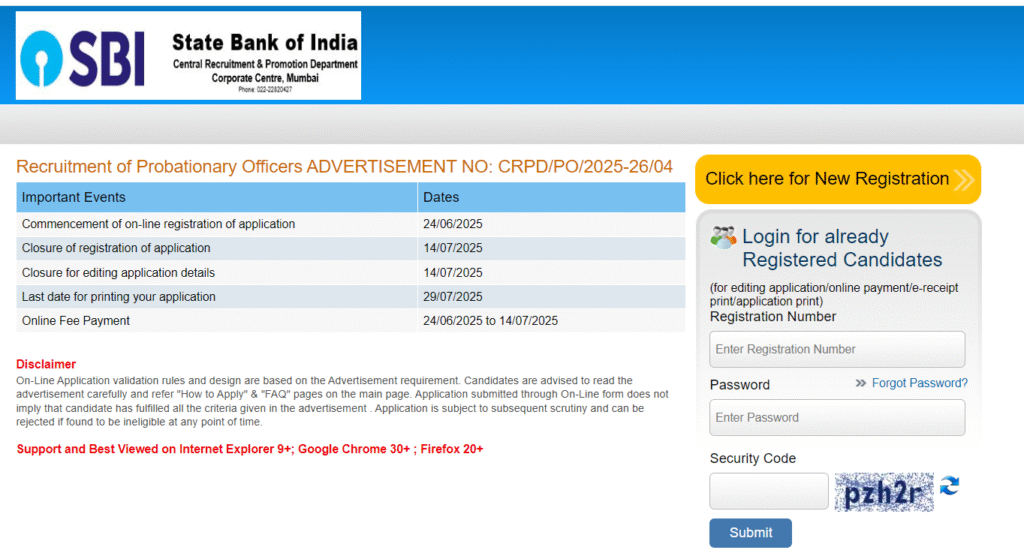 SBI PO Vacancy 2025