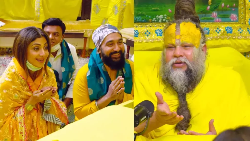SHILPA SHETTY RAJ KUNDRA MEET PREMANAND JI MAHARAJ